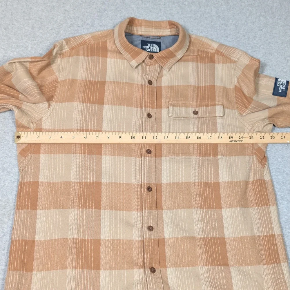 The North Face Stayside Flannel Button Up Shirt Mens Large Light Brown Plaid